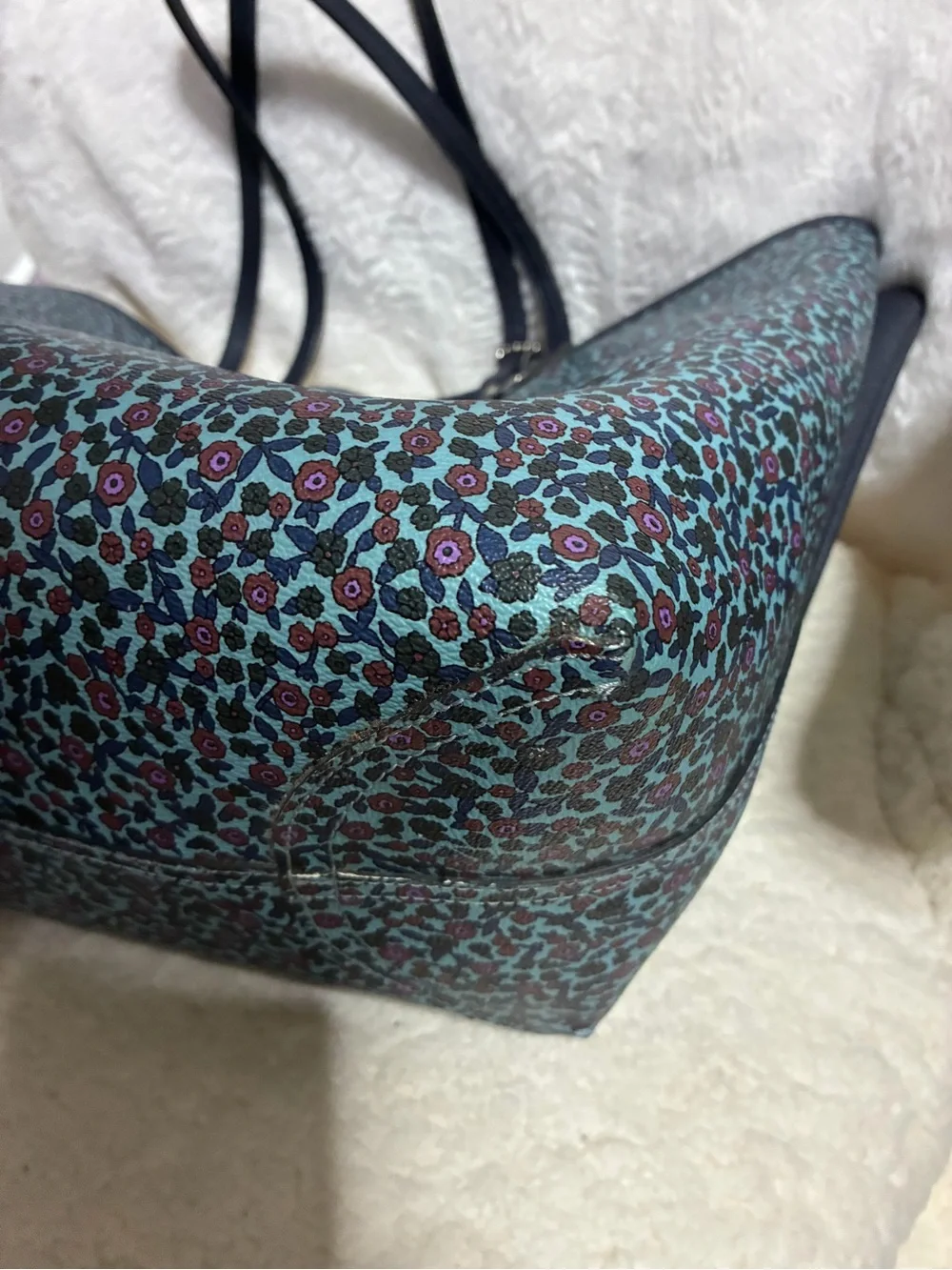 Coach Reverseable Tote in Teal, Navy and Pink